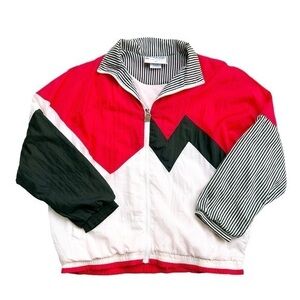 Dunlop Vintage Red, Black, & White Windbreaker Jacker‎ Size Medium